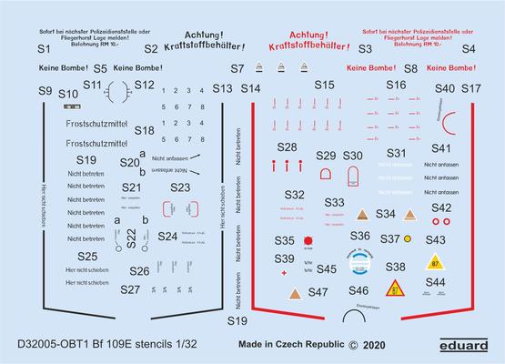 Eduard EDD32005 1:32 Messerschmitt Bf-109E stencils
