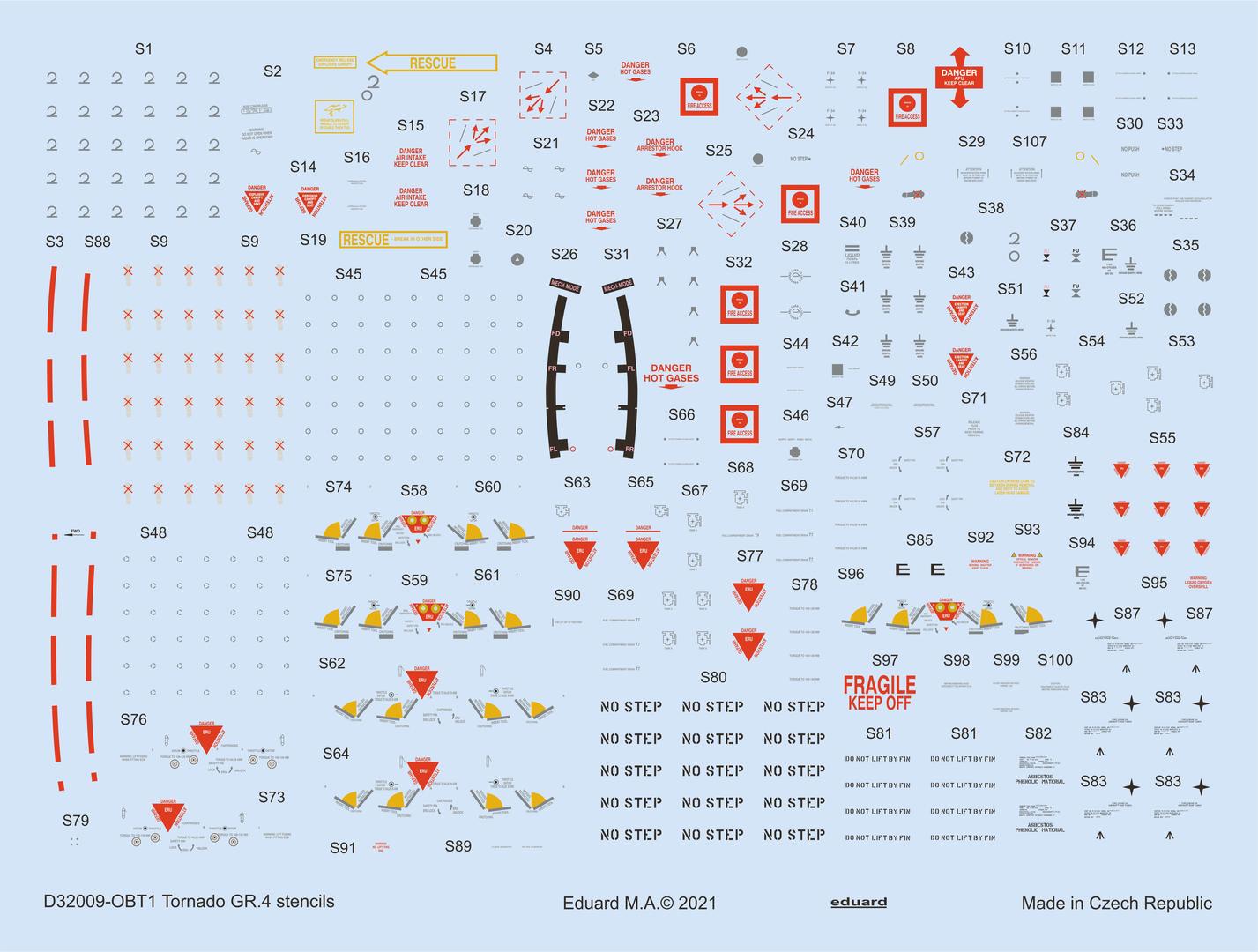Eduard EDD32009 1:32 Panavia Tornado GR.4 stencils