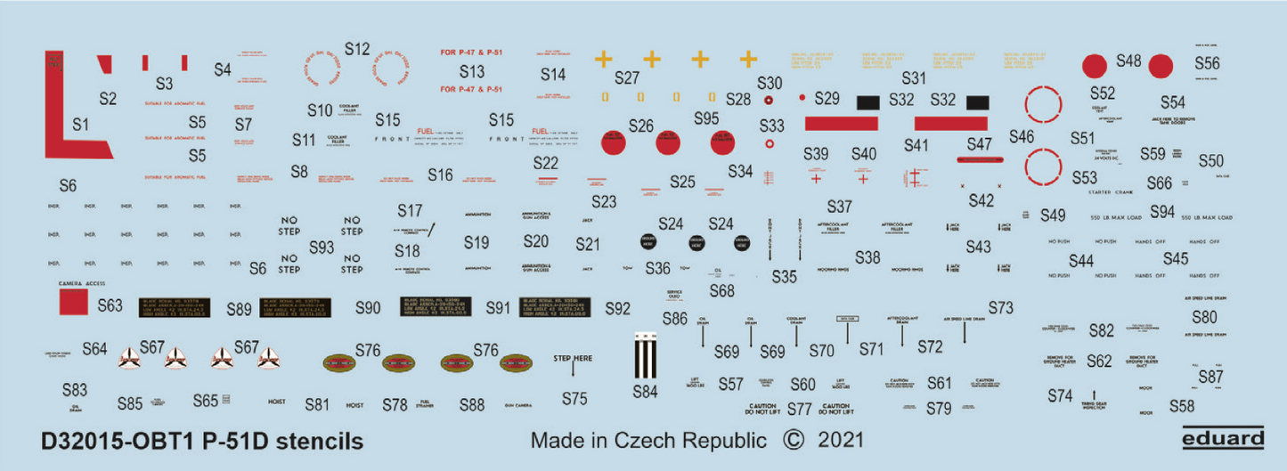 Eduard EDD32015 1:32 North-American P-51D Mustang stencils