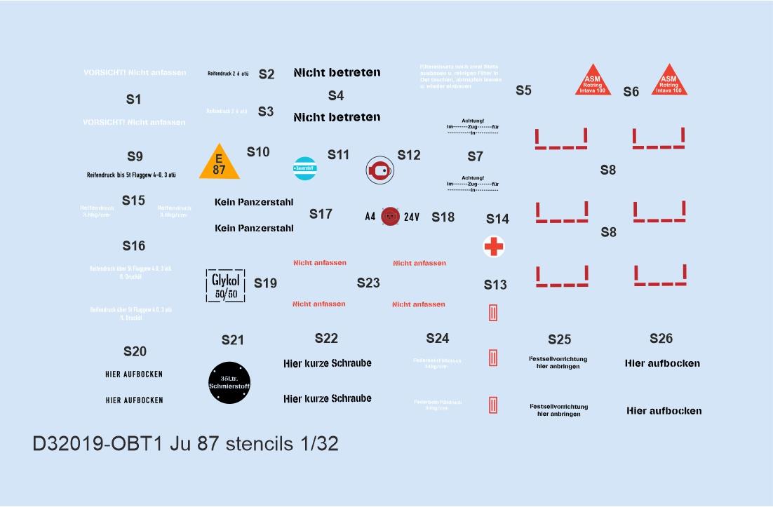 Eduard EDD32019 1:32 Junkers Ju-87 'Stuka' stencils