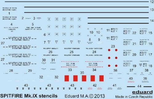 Eduard EDD48015 1:48 Supermarine Spitfire Mk.IXc stencils