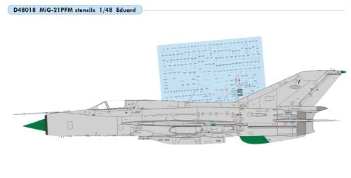 Eduard EDD48018 1:48 Mikoyan MiG-21PFM stencil decals