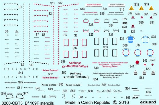 Eduard EDD48026 1:48 Messerschmitt Bf-109F-2/Bf-109F-4 stencils