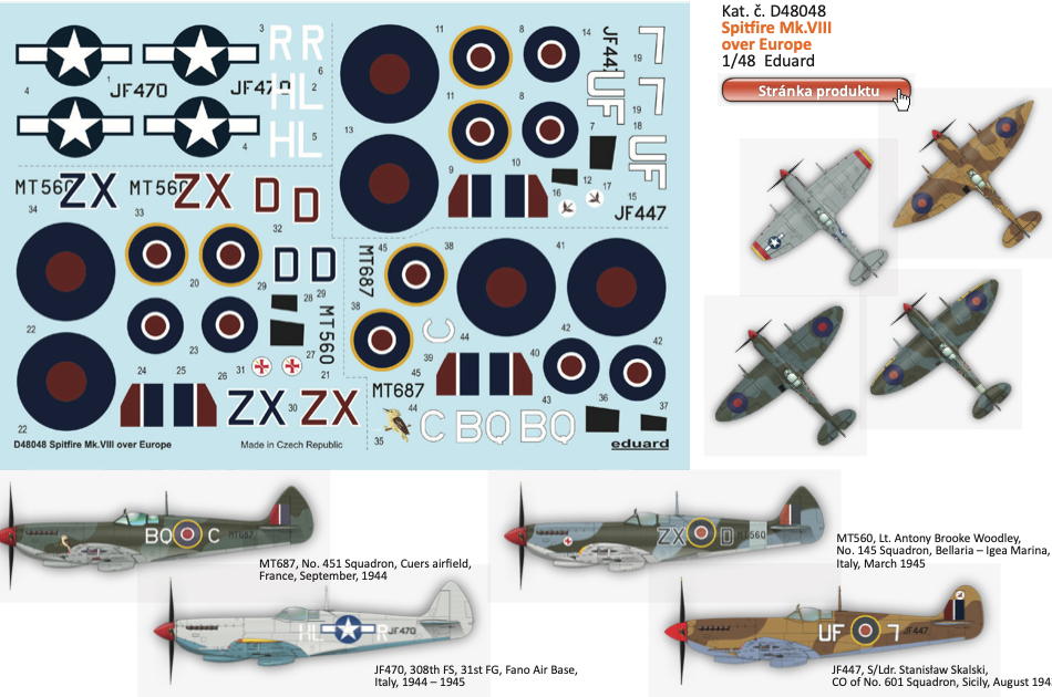 Eduard EDD48048 1:48 Supermarine Spitfire Mk.VIII over Europe