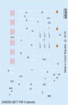 Eduard EDD48059 1:48 Grumman F6F-5 Hellcat stencils