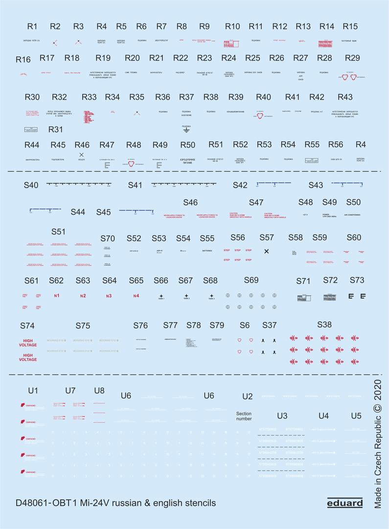 Eduard EDD48061 1:48 Mil Mi-24V stencils Russian & English