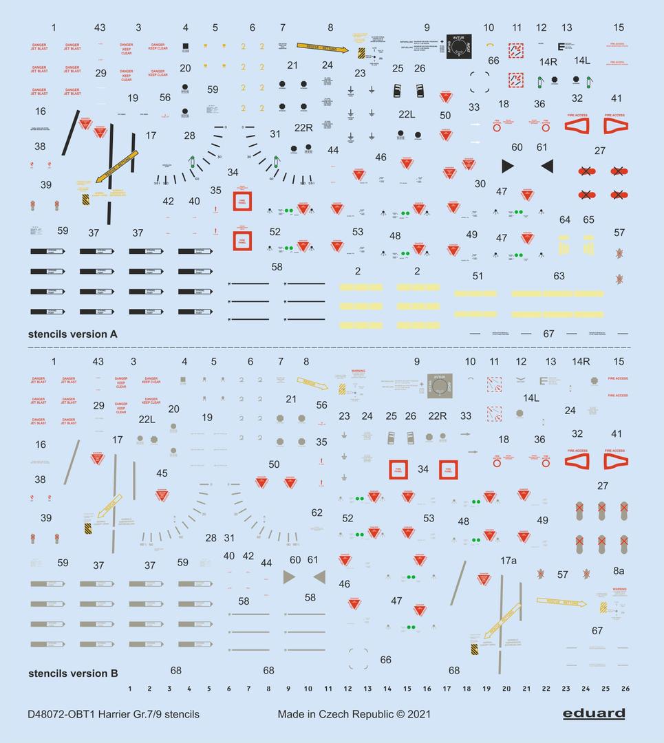 Eduard EDD48072 1:48 BAe Harrier Gr.7/Gr.9 stencils version