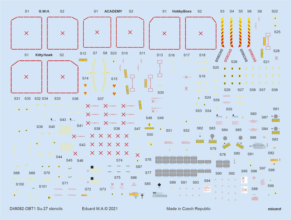 Eduard EDD48082 1:48 Sukhoi Su-27 stencils