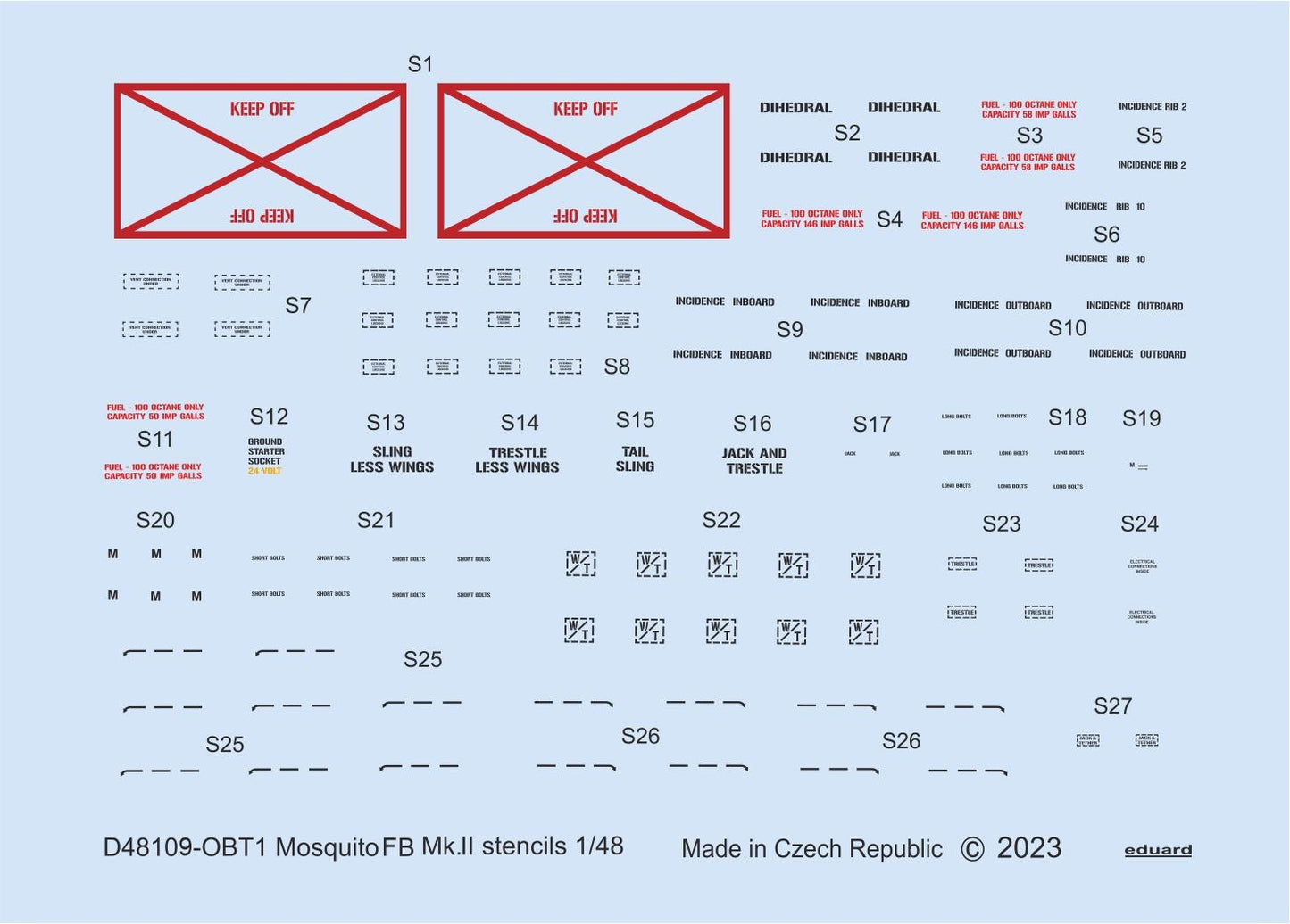 Eduard EDD48109 1:48 de Havilland Mosquito FB Mk.II stencils