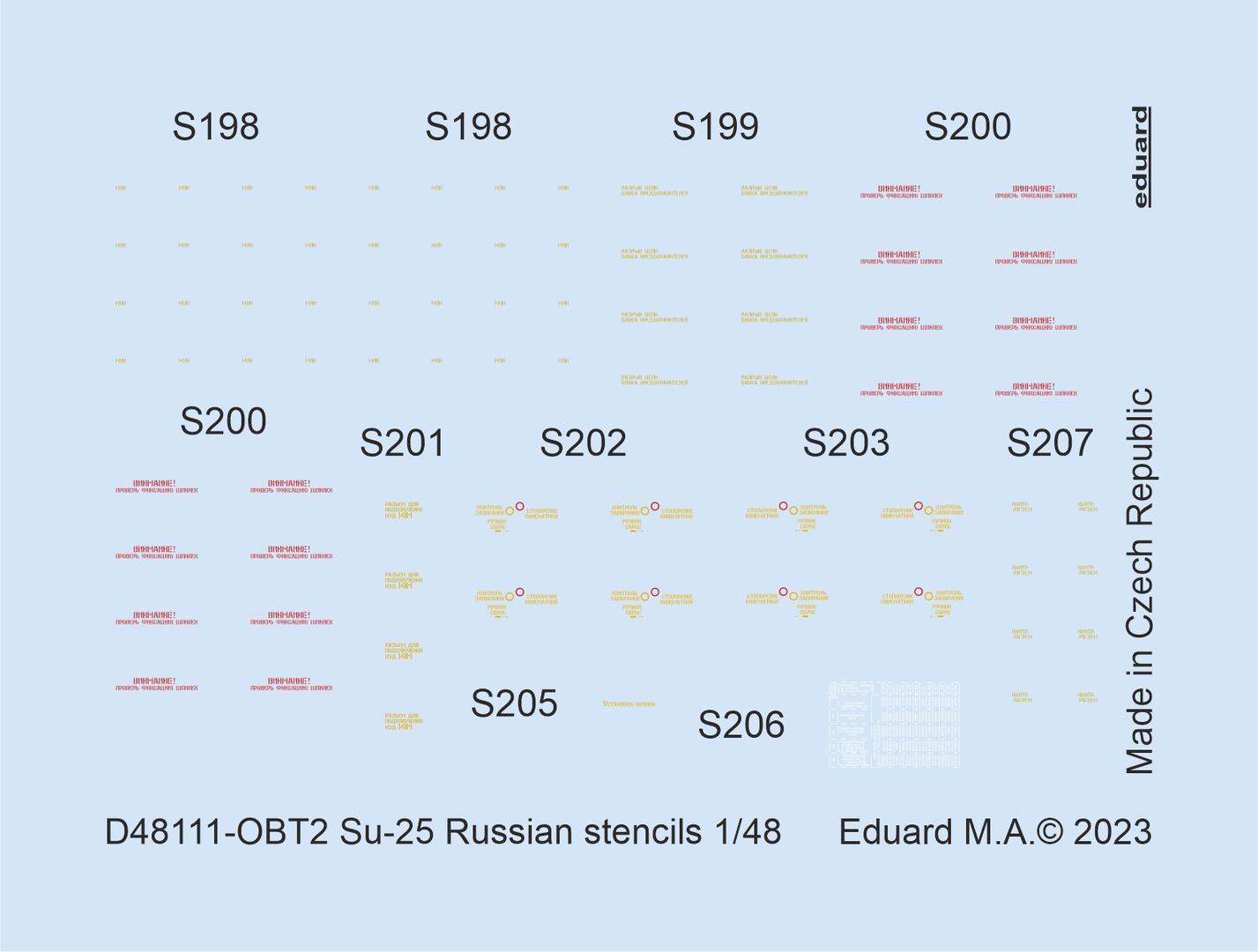 Eduard EDD48111 1:48 Sukhoi Su-25 Russian stencils