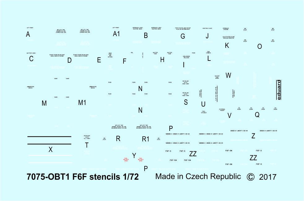 Eduard EDD72014 1:72 Grumman F6F-3/F6F-5 Hellcat stencils