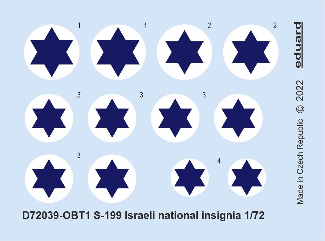 Eduard EDD72039 Avia S-199 Israeli national insignia 1:72
