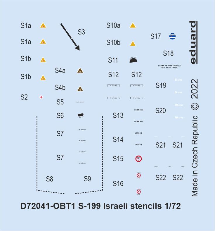 Eduard EDD72041 1:72 Avia S-199 Israeli stencils