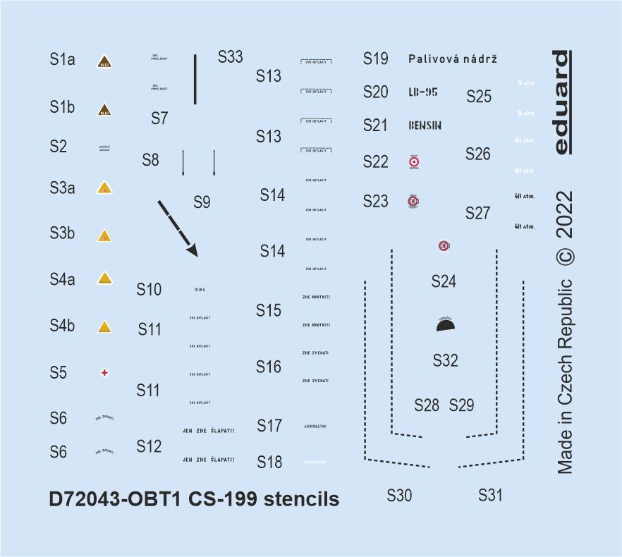 Eduard EDD72043 1:72 Avia CS-199 stencils