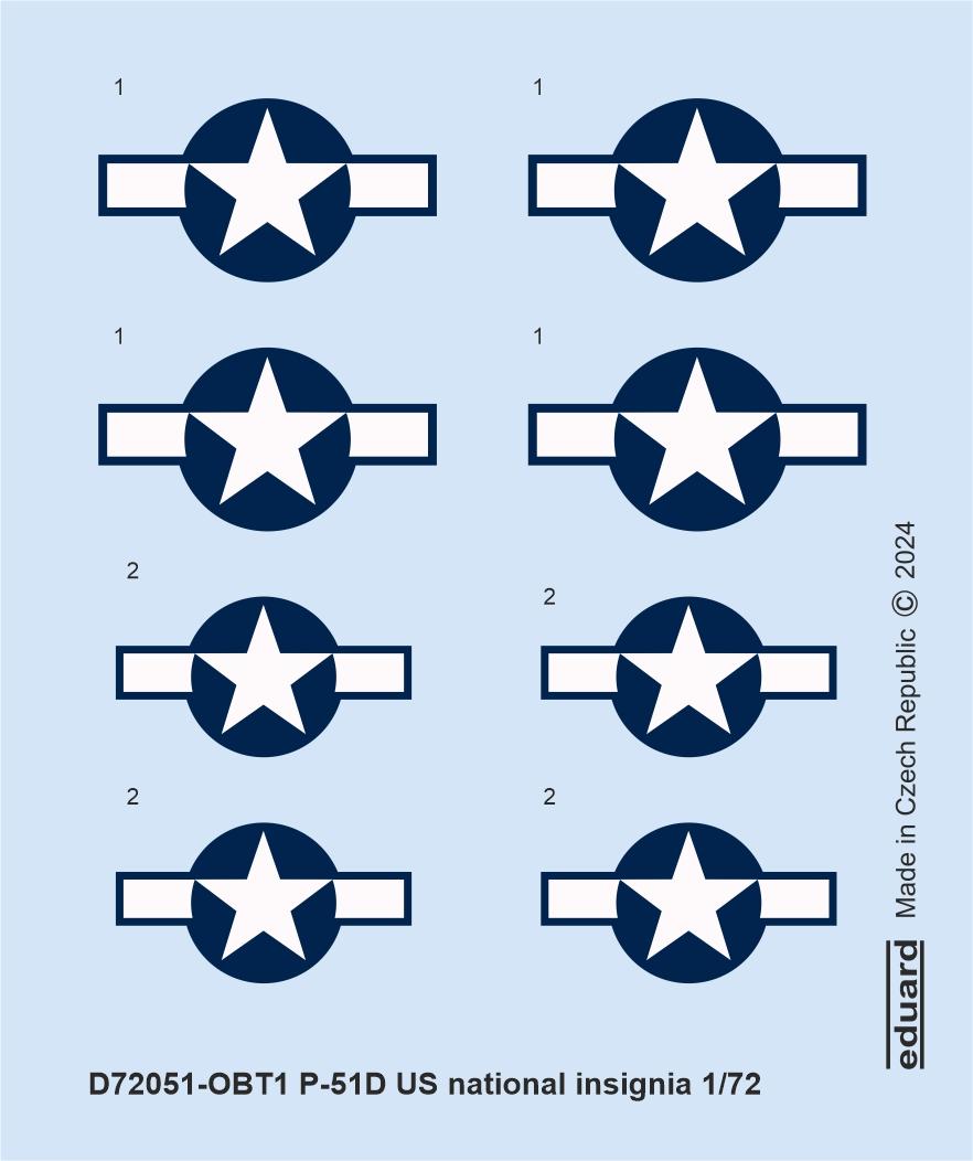 Eduard EDD72051 North-American P-51D Mustang US national insignia 1:72