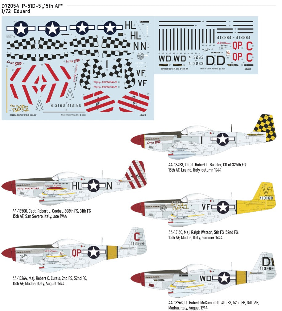 Eduard EDD72054 North-American P-51D-5 "15th AF" 1:72