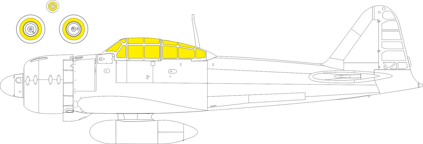 Eduard EDEX1105 1:48 Mitsubishi A6M5 Zero TFace canopy frame paint mask