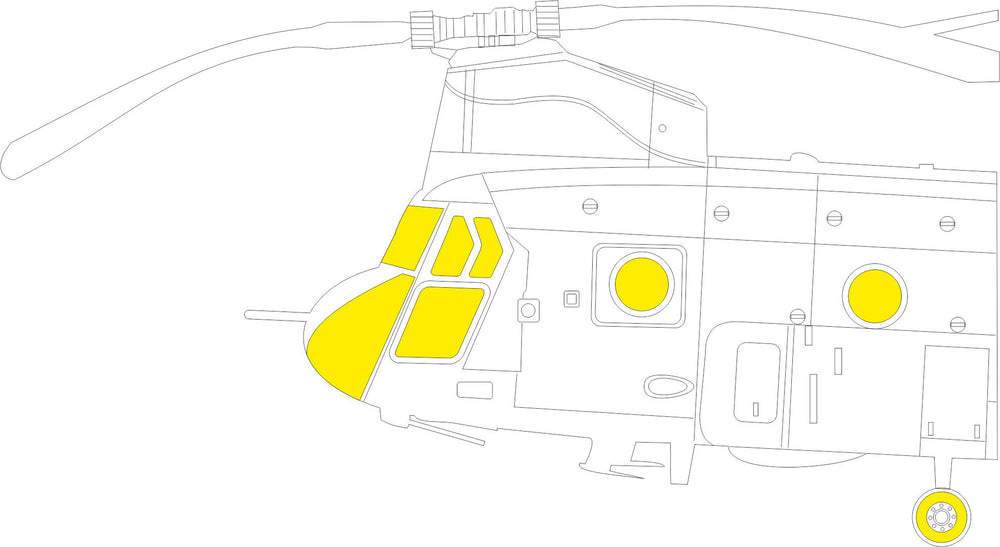 Eduard EDEX813 1:48 Boeing CH-47A Chinook wheels and canopy frame paint mask