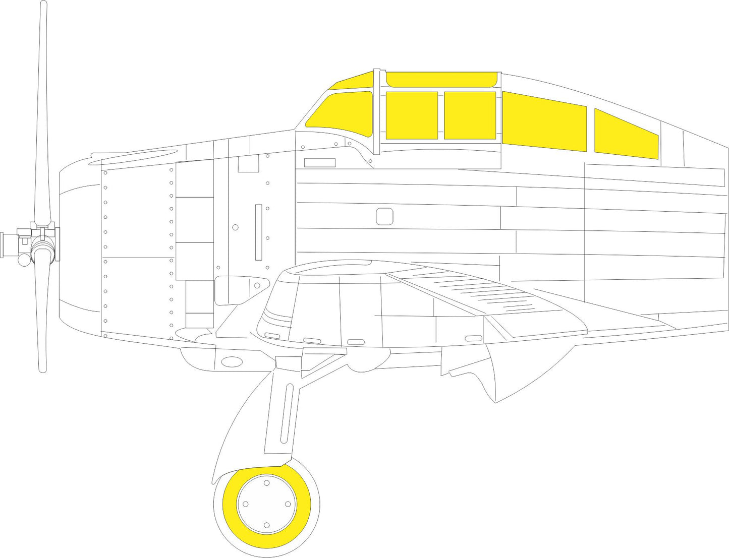 Eduard EDEX831 1:48 Seversky P-35 1 wheels and canopy frame paint mask