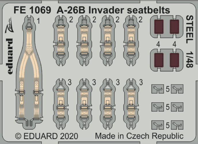 Eduard EDFE1069 1:48 Douglas A-26B Invader seatbelts STEEL