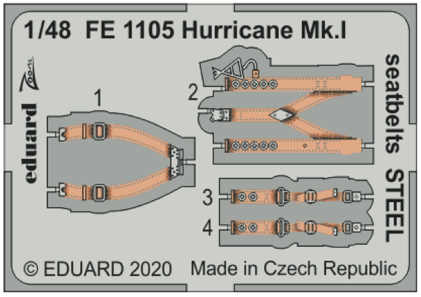 Eduard EDFE1105 1:48 Hawker Hurricane Mk.I seatbelts STEEL