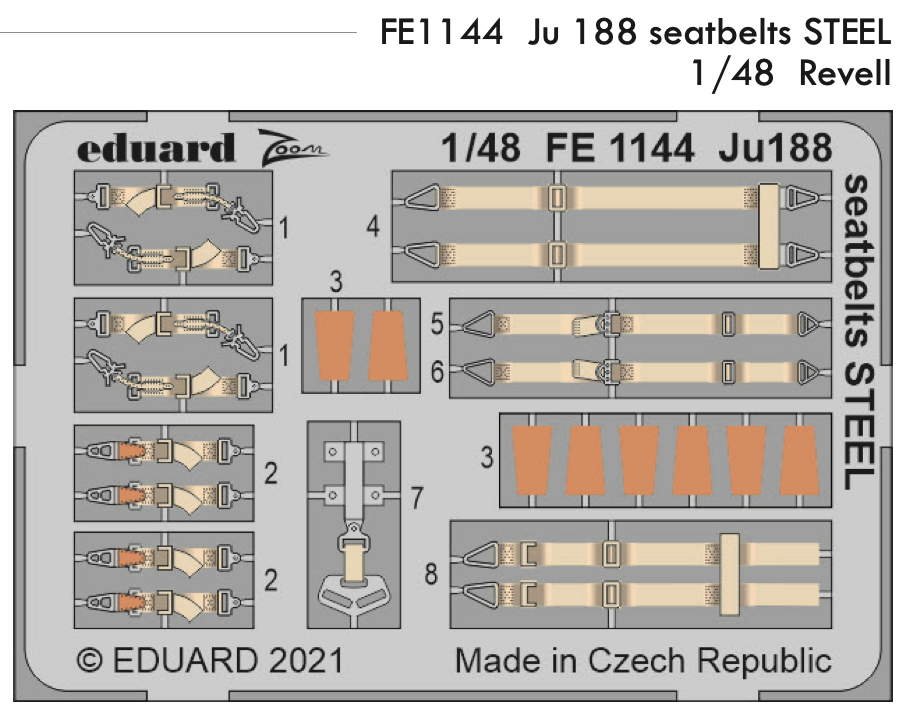 Eduard EDFE1144 1:48 Junkkers Ju-188 seatbelts STEEL