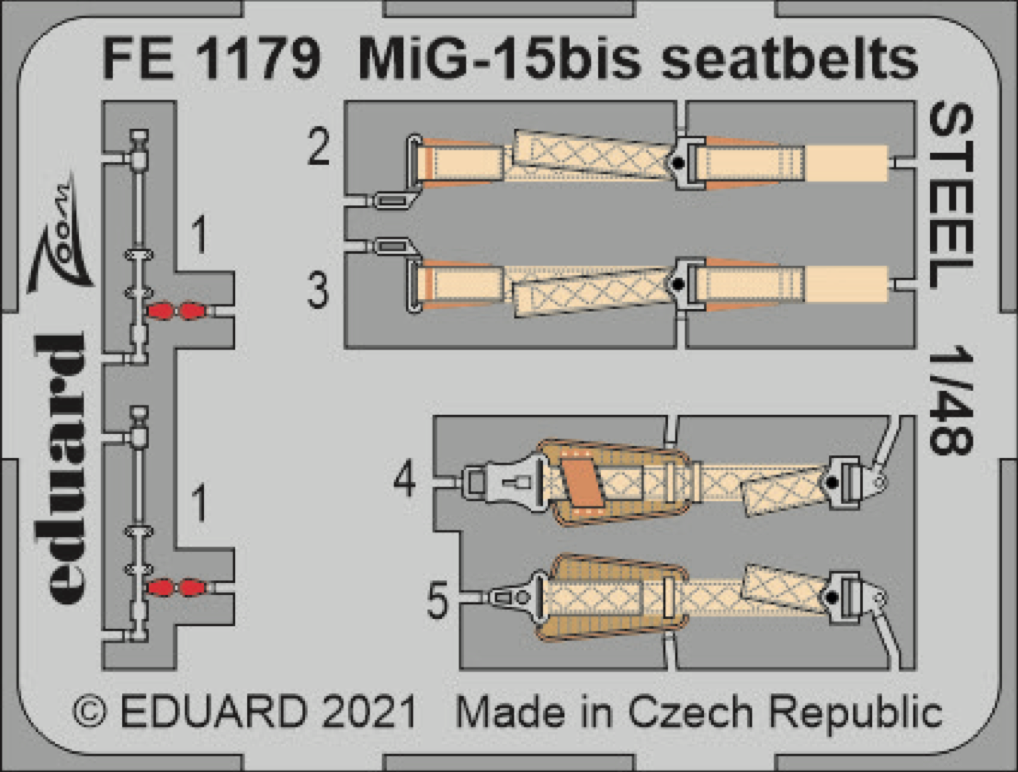 Eduard EDFE1179 1:48 Mikoyan MiG-15bis seatbelts STEEL