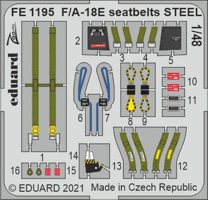 Eduard EDFE1195 1:48 Boeing F/A-18E Super Hornet seatbelts STEEL