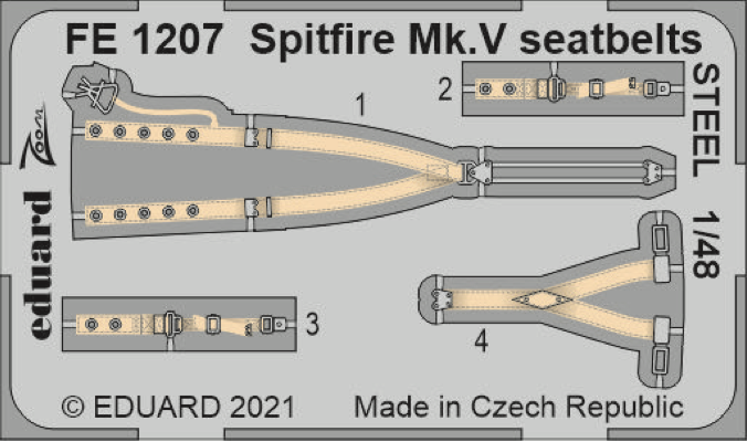 Eduard EDFE1207 1:48 Supermarine Spitfire Mk.V seatbelts STEEL