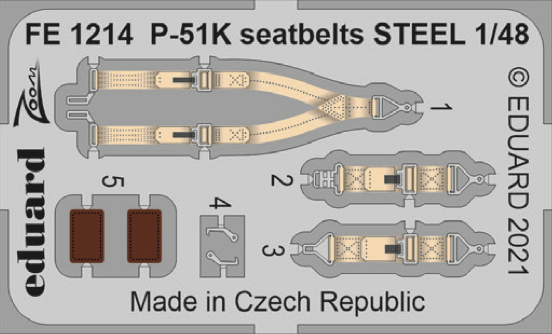 Eduard EDFE1214 1:48 North-American P-51K Mustang seatbelts STEEL