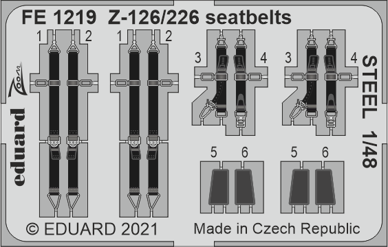 Eduard EDFE1219 1:48 Zlin Z-126/Z-226 seatbelts STEEL