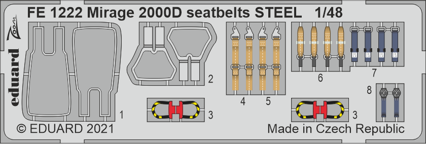 Eduard EDFE1222 1:48 Dassault_Mirage 2000D seatbelts STEEL