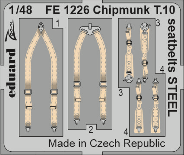 Eduard EDFE1226 1:48 de Havilland Chipmunk T.10 seatbelts STEEL