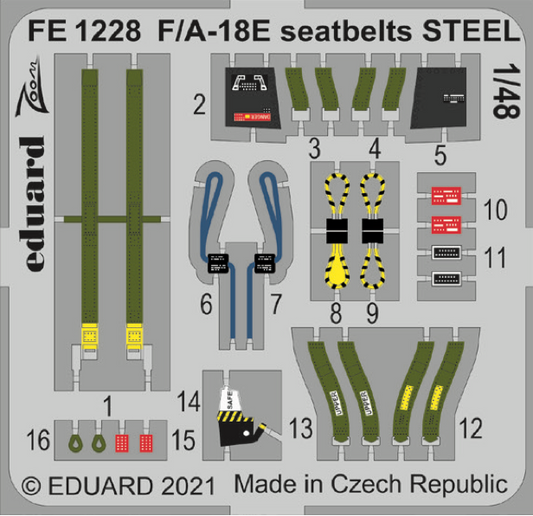 Eduard EDFE1228 1:48 Boeing F/A-18E Super Hornet seatbelts STEEL