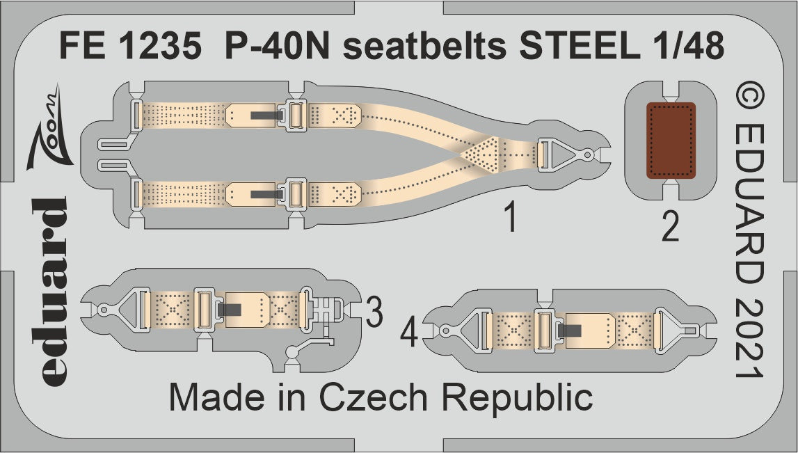 Eduard EDFE1235 1:48 Curtiss P-40N Warhawk seatbelts STEEL