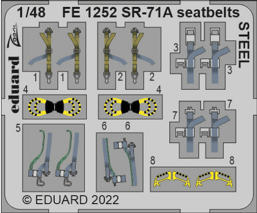 Eduard EDFE1252 1:48 Lockheed SR-71 Blackbird seatbelts STEEL