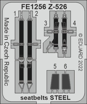 Eduard EDFE1256 1:48 Zlin Z-526 seatbelts STEEL