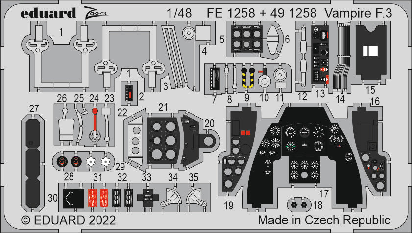 Eduard EDFE1258 1:48 de Havilland Vampire F.3