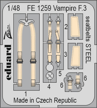 Eduard EDFE1259 1:48 de Havilland Vampire F.3 seatbelts STEEL
