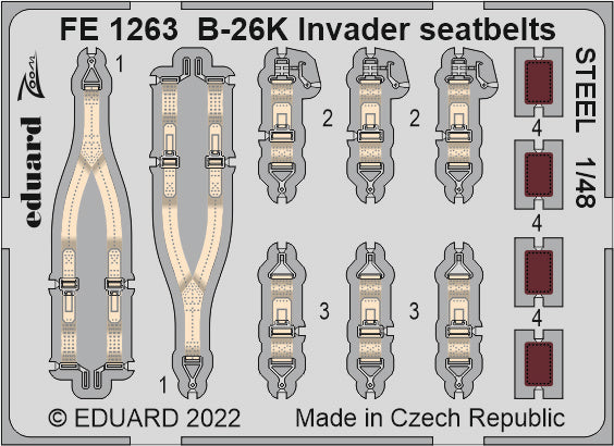 Eduard EDFE1263 1:48 Douglas B-26K Invader seatbelts STEEL