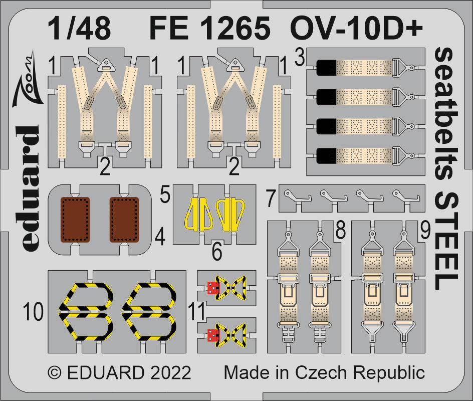 Eduard EDFE1265 1:48 North-American/Rockwell OV-10D+ seatbelts STEEL