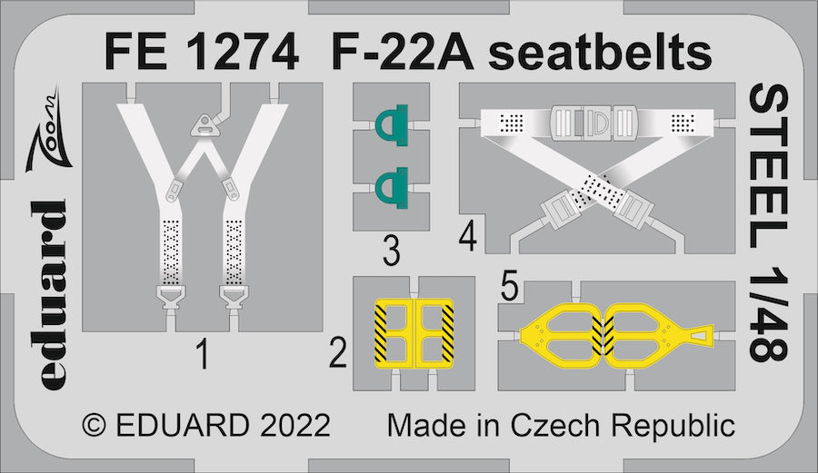 Eduard EDFE1274 1:48 Lockheed-Martin F-22A seatbelts STEEL