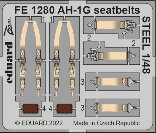 Eduard EDFE1280 1:48 Bell AH-1G Cobra seatbelts STEEL