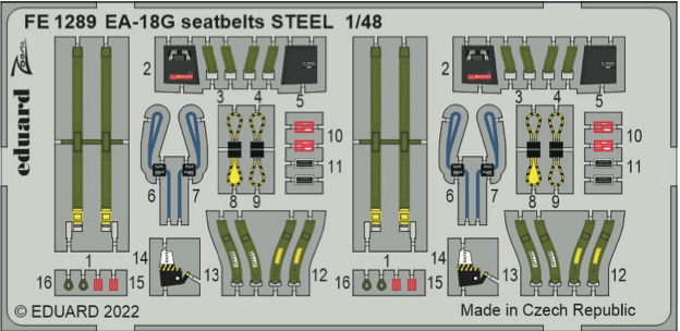 Eduard EDFE1289 1:48 Boeing EA-18G Growler seatbelts STEEL