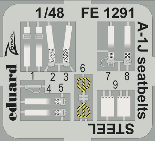 Eduard EDFE1291 1:48 Douglas A-1J Skyraider seatbelts STEEL
