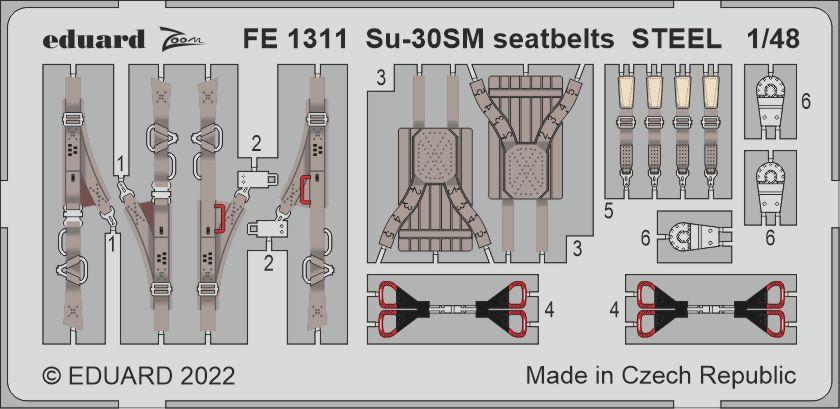 Eduard EDFE1311 1:48 Sukhoi Su-30SM seatbelts STEEL