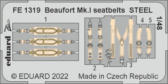 Eduard EDFE1319 1:48 Bristol Beaufort Mk.I seatbelts STEEL