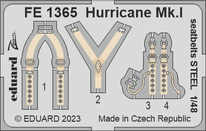 Eduard EDFE1365 1:48 Hawker Hurricane Mk.I seatbelts STEEL