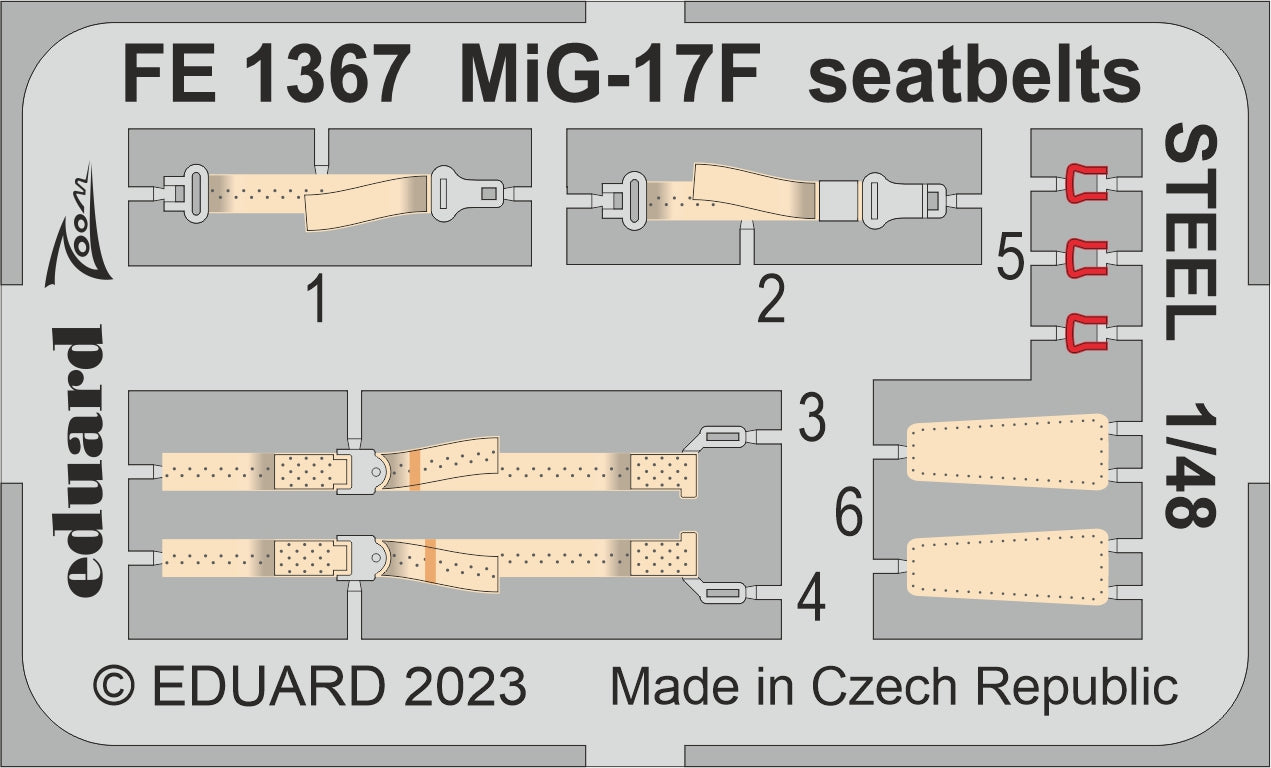Eduard EDFE1367 1:48 Mikoyan MiG-17F seatbelts STEEL