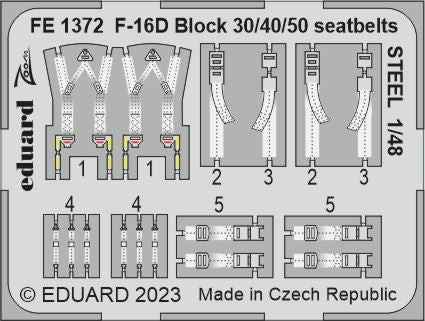 Eduard EDFE1372 1:48 Lockheed-Martin F-16D Block 30/40/50 seatbelts STEEL